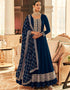 Royal Blue Anarkali style Anarkali Semi-Stitched Suits Salwar Kameez in Heavy Sequins Embroidery & Lace Work