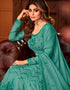 Light Green Anarkali style Anarkali Semi-Stitched Suit Salwar Kameez in Heavy Sequins Embroidery & Lace Work Closure View