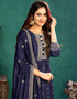 Blue Silk Churidar Suit Closure View
