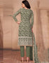 Olive Green Pant style Salwar Suit Butterfly Net Salwar Kameez in Heavy Sequins Embroidery & Lace Work Closure View