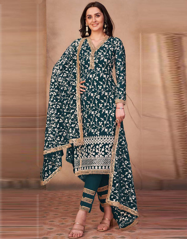 Rama Pant style Salwar Suit Butterfly Net Salwar Kameez in Heavy Sequins Embroidery & Lace Work