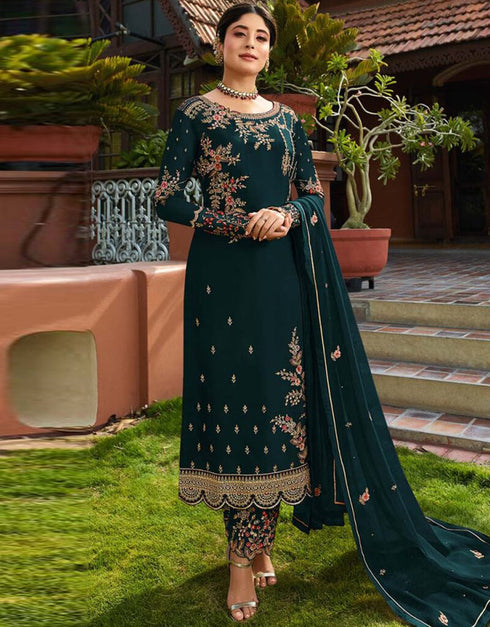 Rama Pant style Salwar Suit Faux Georgette Salwar Kameez in Embroidery, Stone & Lace Work
