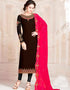 Black Faux Georgette Chudidar Suit