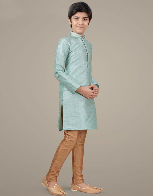 Light Pista Kurta Pajama Gicha Silk