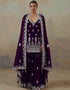 Purple Lehenga style Suit Faux Georgette Salwar Kameez in Embroidery, Mirror & Lace Work