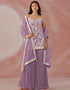 Light Lavender Sharara style Suit Faux Georgette Salwar Kameez in Sequins Embroidery & Lace Work