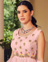 Light Pastel Pink Palazzo style Dress Ready-Made Suits Salwar Kameez in Embroidery, Hand Work & Lace Work Closure View