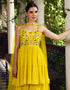 Yellow Palazzo style Dress Ready-Made Suits Salwar Kameez in Embroidery, Hand Work & Lace Work Closure View