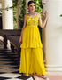 Yellow Palazzo style Dress Ready-Made Suits Salwar Kameez in Embroidery, Hand Work & Lace Work