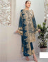 Royal Blue Pant style Suits Georgette Salwar Kameez in Seqiuns Embroidery, Stone & Lace Work