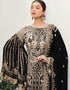 Black Pant style Suits Georgette Salwar Kameez in Seqiuns Embroidery, Stone & Lace Work Closure View