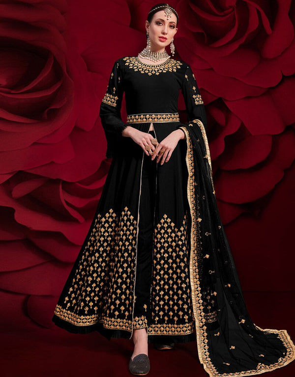 Black Pure Georgette Anarkali Pant