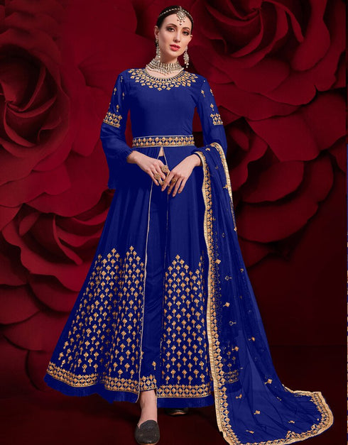Blue Pure Georgette Anarkali Pant