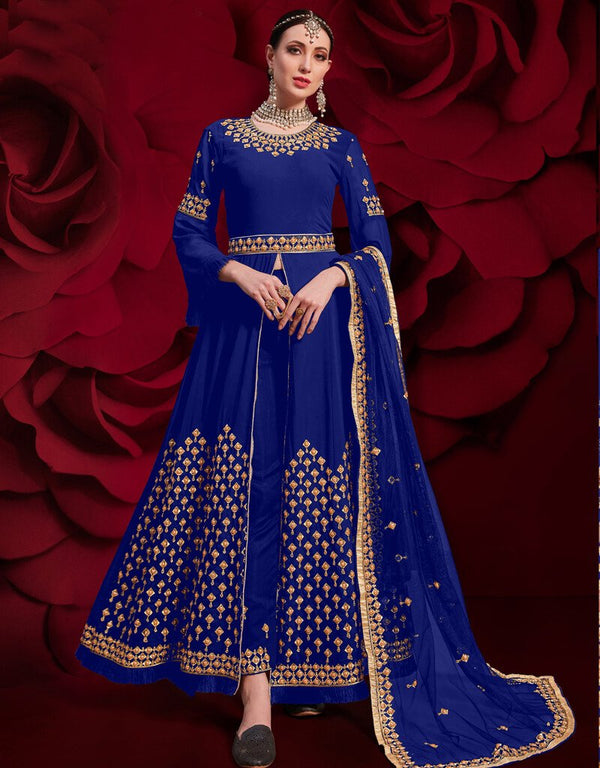 Blue Pure Georgette Anarkali Pant