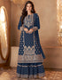 Royal Blue Palazzo style Dress Real Georgette Salwar Kameez in Sequins Embroidery & Lace Work
