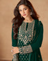 Green Palazzo style Dress Real Georgette Salwar Kameez in Sequins Embroidery & Lace Work Closure View