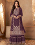 Purple Palazzo style Dress Real Georgette Salwar Kameez in Sequins Embroidery & Lace Work