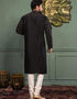Black Kurta Dupion Silk Churidar Closure View