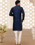 Navy Blue Kurta Off White Chudidaar Closure View
