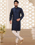 Navy Blue Kurta Dupion Silk Churidar