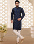 Navy Blue Kurta Off White Chudidaar