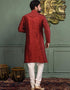Red Kurta Dupion Silk Churidar Closure View