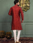 Red Kurta Off White Chudidaar Closure View
