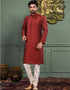 Red Kurta Dupion Silk Churidar