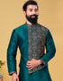 Rama Green Kurta Dhupion Embroidered Silk Chudidaar Closure View