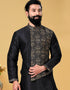 Black Kurta Dhupion Embroidered Silk Churidar Closure View