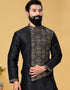 Black Kurta Dhupion Embroidered Silk Chudidaar Closure View