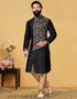 Black Kurta Dhupion Embroidered Silk Churidar