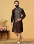 Coffee Kurta Dhupion Embroidered Silk Churidar