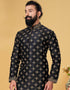 Black Kurta Dhupion Embroidered Silk Churidar