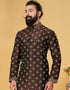 Coffee Kurta Dhupion Embroidered Silk Churidar