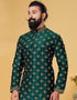 Green Kurta Dhupion Embroidered Silk Churidar Closure View