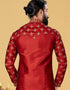 Red Kurta Dhupion Embroidered Silk Churidar