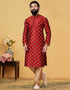 Red Kurta Dhupion Embroidered Silk Churidar