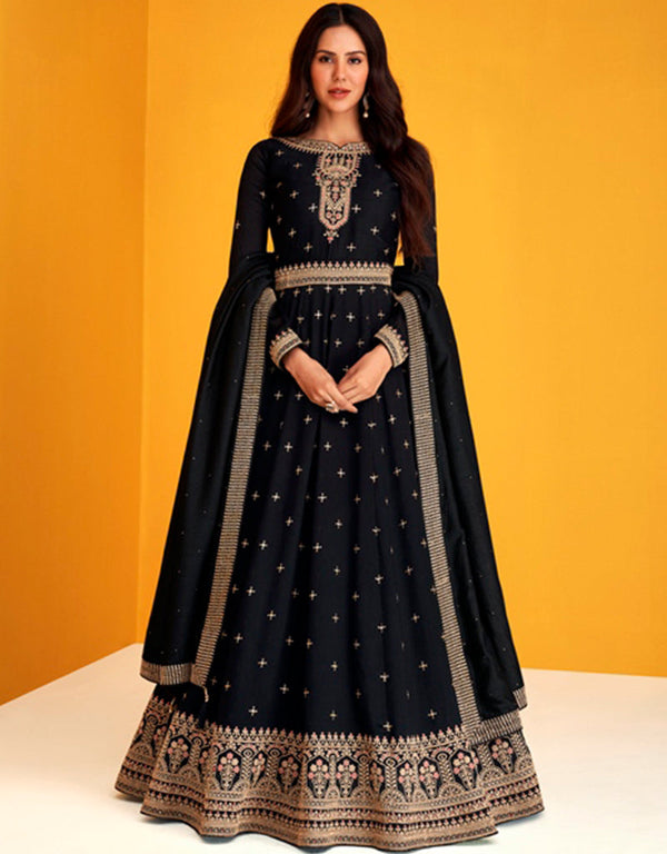 Mirage Pant style Anarkali Semi-Stitched Designer Salwar Kameez Salwar Kameez in Heavy Sequins Embroidery & Lace Work