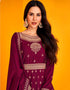Wine Red Pant style Anarkali Semi-Stitched Designer Salwar Kameez Salwar Kameez in Heavy Sequins Embroidery & Lace Work Closure View
