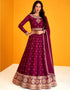 Wine Red Pant style Anarkali Semi-Stitched Designer Salwar Kameez Salwar Kameez in Heavy Sequins Embroidery & Lace Work