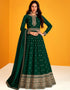 Dark Green Pant style Anarkali Semi-Stitched Designer Salwar Kameez Salwar Kameez in Heavy Sequins Embroidery & Lace Work