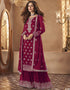 Wine Palazzo style Dress Real Georgette Salwar Kameez in Sequins Embroidery & Lace Work