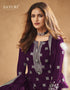 Dark Purple Palazzo style Dress Real Georgette Salwar Kameez in Sequins Embroidery & Lace Work Closure View