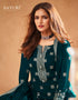 Teal Palazzo style Dress Real Georgette Salwar Kameez in Sequins Embroidery & Lace Work Closure View
