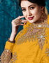Yellow Pure Georgette Anarkali Suit Closure View
