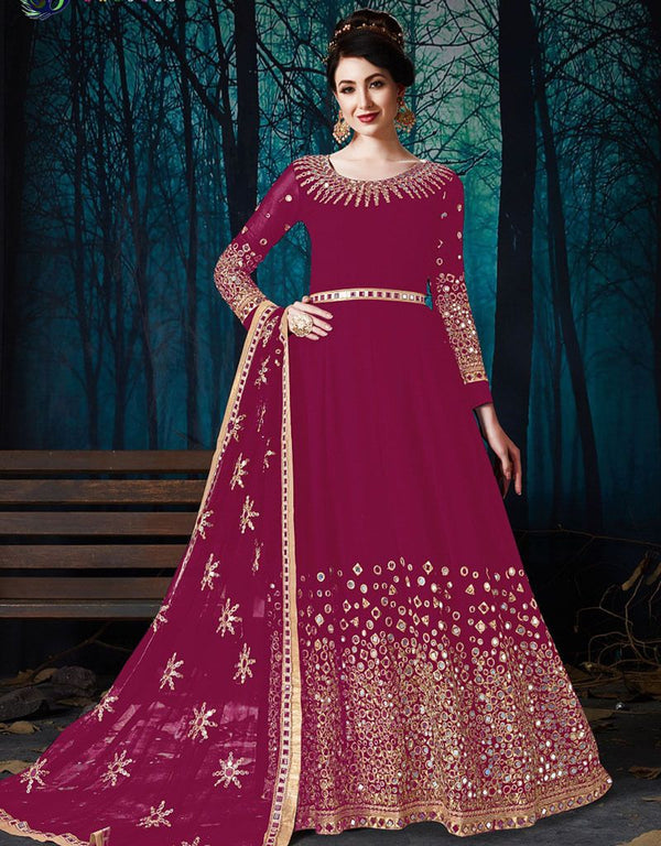Purple Pure Georgette Anarkali Suit