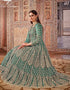 Sea Green Net Anarkali Suit Closure View