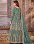 Sea Green Net Anarkali Suit Back View