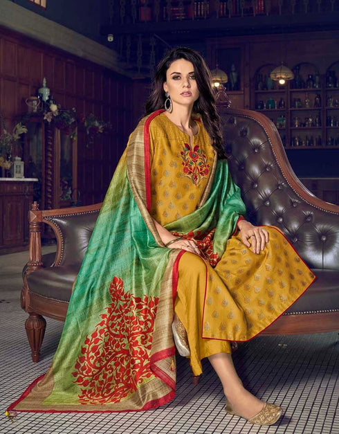 Musterd Tussah Silk Pant Salwar Suits Closure View